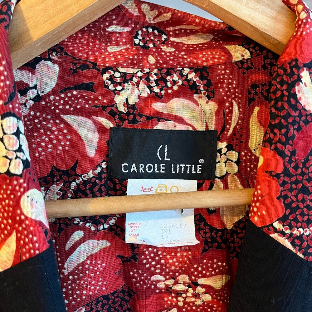 Carole Little western jacket floral Blazer boho cowboy conch leather vintage M - Picture 3 of 7